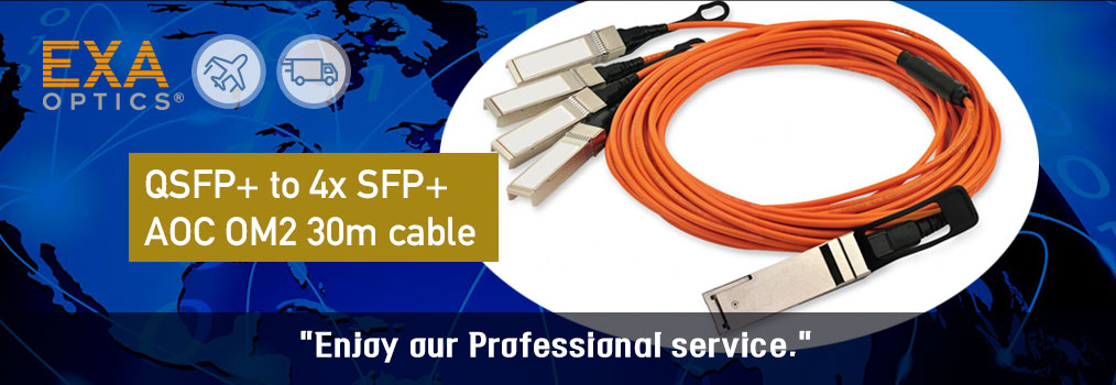 QSFP+ to 4x 10G SFP+ AOC OM2 30m cable